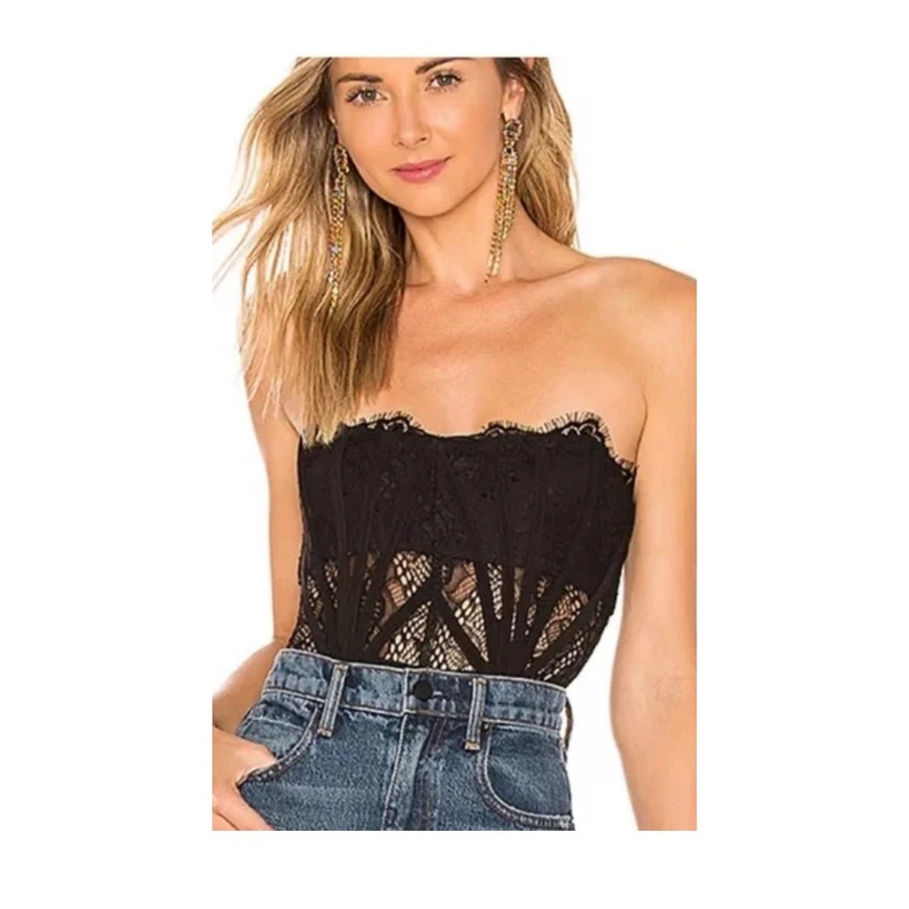 NBD Black‎ Lace Strapless Corset Bodysuit Bustier Teddy XL
